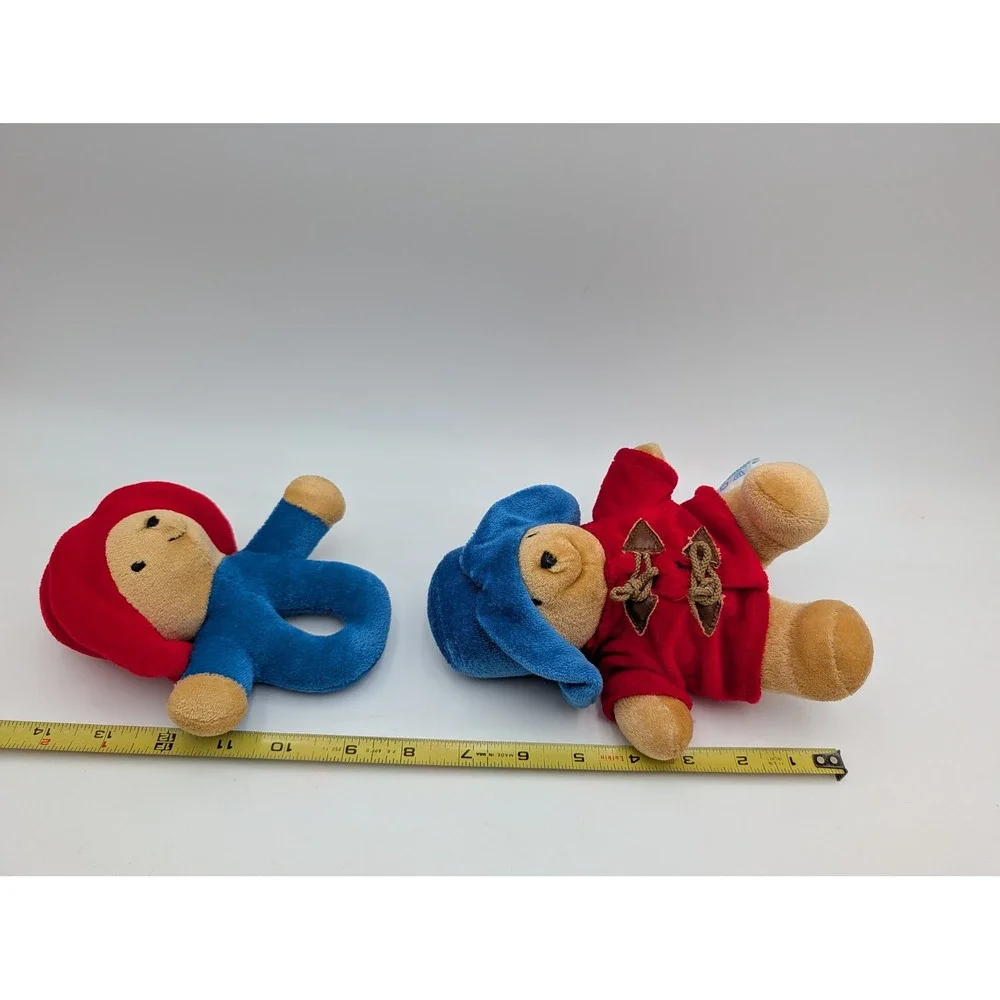 Eden Paddington Bear Plush Lot Blue Red Rattle Stuffed Toy